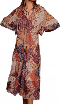 Dress Forum Pretty Daze Tiered Boho Dress In Indigo/rust