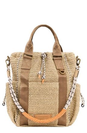 Desigual Medium Voyager Raffia Backpack in Dark Beige at Nordstrom