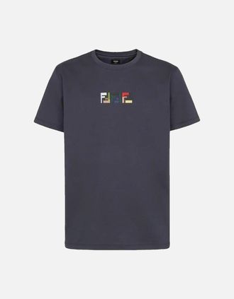 Fendi Mens Fendi Triple FF Logo T-Shirt in Navy - Size: 38