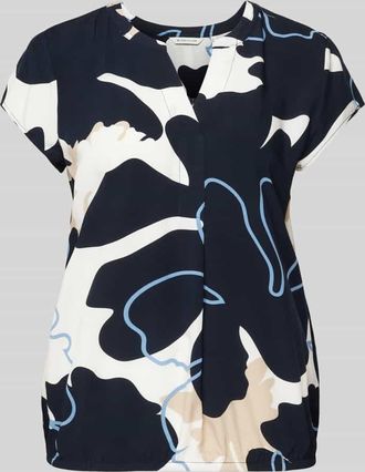 Tom Tailor Loose Fit Kurzarmbluse aus reiner Viskose mit Tunikakragen in Offwhite, Größe 34