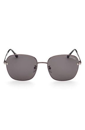 Tom Ford 59mm Round Sunglasses in Shiny Gunmetal /Smoke at Nordstrom Rack