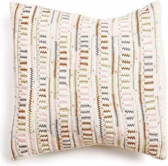 Studio Variously Dahli Brown Fully Hand Embroidered Artisanal Pillow in Coral/brown at Nordstrom