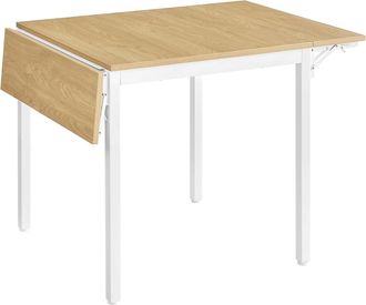 Vasagle Mesa de comedor extensible de color roble y blanco