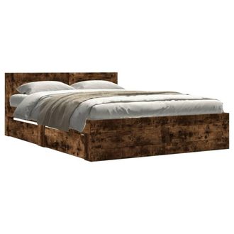Berkfield Home Bed Frame with Headboard Frame Smoked Oak 120x190 cm Small Double in Brown
