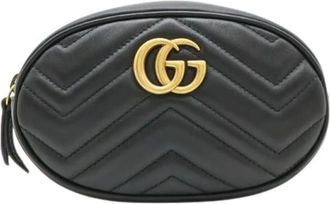 Gucci Pre-owned Belt Bags, male, Black, Size: ONE SIZE Pre-owned GG Marmont Leather Belt Bag