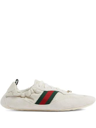 Gucci striped suede sneakers - women - Calf Suede/Calf Leather/Rubber/Nylon - 40 - Neutrals