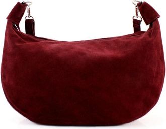 Generic Womens Suede Leather Half Moon Style Bag Ladies Crossbody Shoulder Bag (Burgundy)