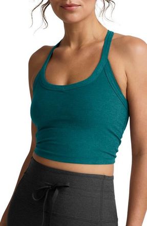 Beyond Yoga Space Dye On the Up Crop Tank in Teal Sea Heather at Nordstrom, Size X-Small