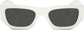 Prada White Geometric Frame Sunglasses - Unisex - Acetate