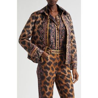 Etro Print Quilted Down Jacket in Dark Brown at Nordstrom, Size 10 Us
