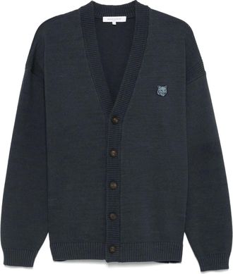 Maison Kitsuné Cardigan con applicazione Bold Fox Head - Blu