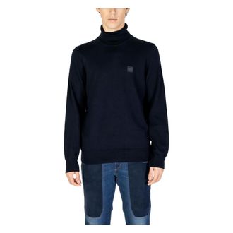 HUGO BOSS Hugo, Turtlenecks, male, Blue, Size: XL Mens Sweater Autumn/Winter Collection