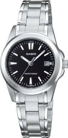 Casio Womens Black Dial Stainless Steel Bracelet Watch - LTP-1215A-1A2D