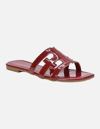 XY London Womens XY London Womens/Ladies Ellie Metallic Cut Out Strap Square Flat Sandals - Red - Size: 4