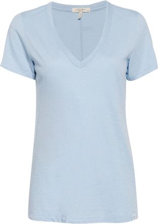 Rag & Bone v-neck organic cotton t-shirt - women - Organic Cotton - L - Blue
