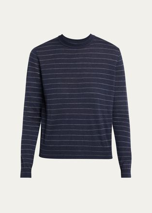 Lafayette 148 New York Striped Crewneck Cashmere Sweater