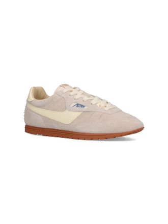 Autry Suede and Leather Low-Top Sneakers - Beige