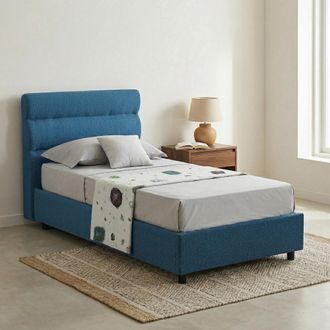 Dmora Cama Individual Brez, Desenfundable, Con Almacenamiento Made In Italy, Tama&ntilde;o Colch&oacute;n 80x190 Cm, Azul