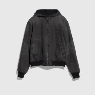 Gucci Reversible Cotton Denim Zip Jacket, Size 44 IT, Black