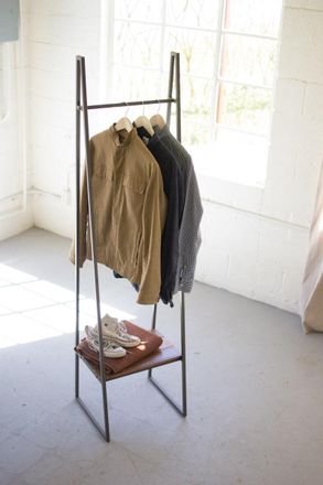 Kalalou A-Frame Metal Rack With Lower Wood Shelf