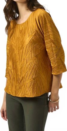 Joseph Ribkoff Pleated Scoop Neckline 3/4 Sleeves Boxy Top In Medallion