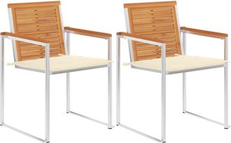 vidaXL Vidaxl - Sillas De Jard&iacute;n Con Cojines 2 Uds Madera Maciza Acacia Y Acero