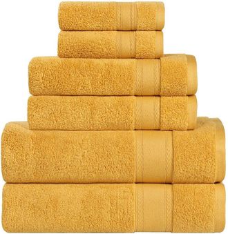 Superior Belmont Zero Twist Cotton Medium Weight Soft Absorbent 6Pc Towel Set