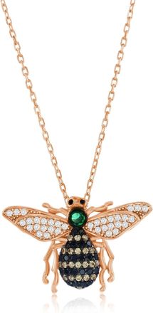 Suzy Levian Rose Sterling Silver Cubic Zirconia Bumble Bee Necklace