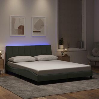 vidaXL Vidaxl - Giroletto con Luci led Grigio Chiaro 160x200 cm in Velluto