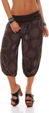 Malito more than fashion Malito Womens Harem Trousers Short with Print - One Size Cotton Pump Trousers - Lightweight 3/4 Fabric Trousers for Dancing, Chilling & Yoga - Knee-Le