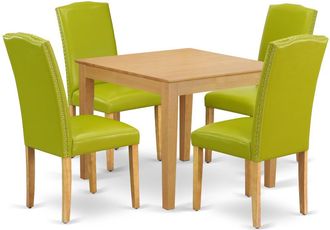 East West Furniture Dining Room Set Oak, OXEN5-OAK-51