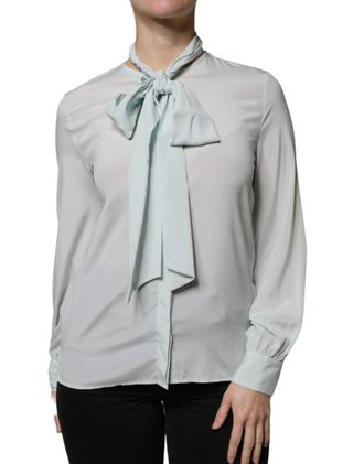 Ballantyne Silk Ascot Colla Long Sleeves Womens Top (Pre-Owned)