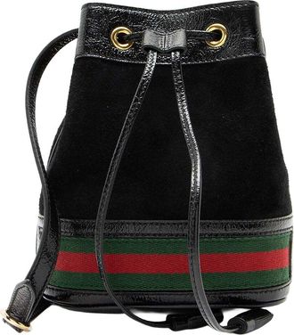 Gucci Suede Patent Ophidia Mini Bucket Bag (Authentic Pre-Loved)