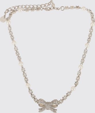Self Portrait Collana girocollo in ottone con cristalli e perle sintetiche
