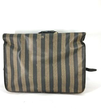 Fendi Black Brown Pvc Leather Boston Bag (Pre-Owned)