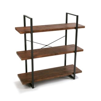 VERSA Estanter&iacute;a 3 baldas en aglomerado efecto madera y metal marr&oacute;n y negro