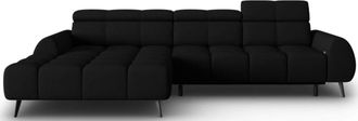 BLOOMINGLOFT Design Ecksofa Alyse mit Relaxfunktion - Strukturstoff Schwarz