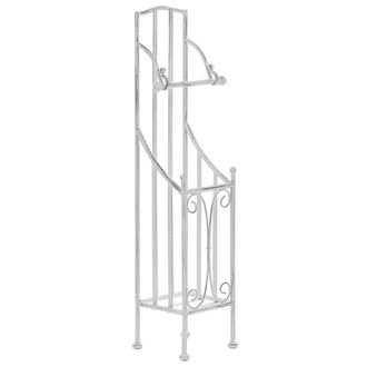 Beliani Portarrollos De Metal Blanco 68 Cm Envejecido Almacenaje Accesorio Retro