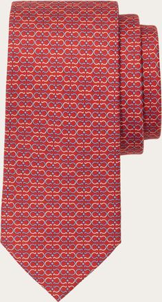 Ferragamo Men Gancini print silk tie Red