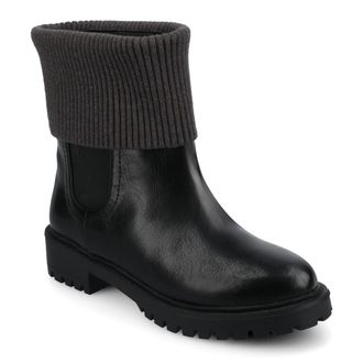 Journee Collection Journee Womens Isabeau Medium and Wide Width Knit Collar Chelsea Boots