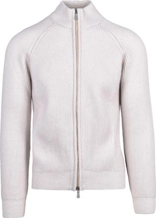 Eleventy Cardigan met Rits - Heren - Cashmere truien - Wit - 3XL - Kasjmier - Truien & Vesten