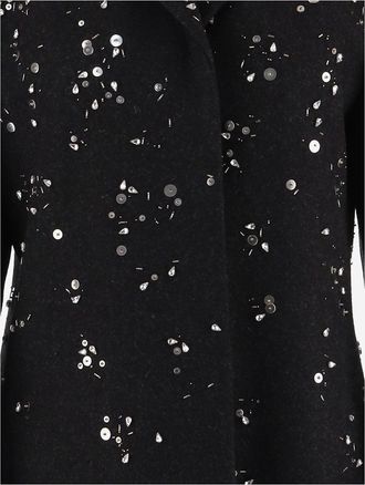 Jil Sander Womens Wool Coat With Embellishments Black