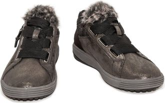 Mephisto Womens Ma Bella Sneaker With Faux Fur In Graphite/metallic