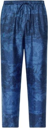Pierre-Louis Mascia Aloegum Zijden Broek - Heren - Straight fit broeken - Blauw - L - Broeken