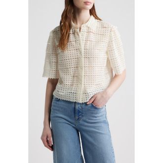 Frame Denim The Lattice Crochet Button-Up Top in Cream at Nordstrom, Size X-Small