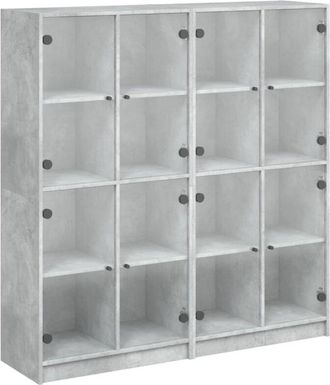 vidaXL Vidaxl - Bookcase with Doors Concrete Grey 136x37x142 cm Engineered Wood