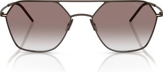 Giorgio Armani 0ar6185 Geometric Frame Sunglasses with Double Bridge Design