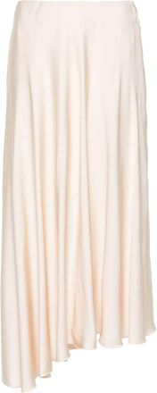 PESERICO asymmetric satin midi skirt - women - Viscose/Polyester - 46 - Neutrals