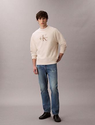 Calvin Klein Premium Terry Monogram Logo Relaxed Sweatshirt