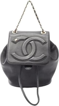 Chanel Pre-owned Leather chanel-bags - Dames - Vintage Rugzakken - Zwart - ONE Size - Vintage